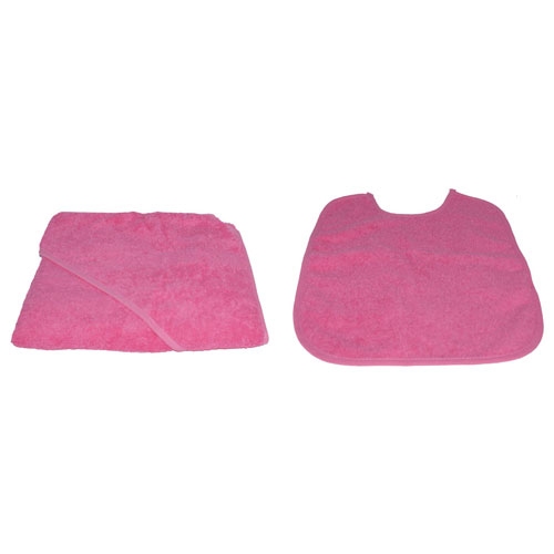 Badcape met slabber fuchsia