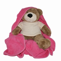 Geboorte beer met  badcape  meisje fuchsia